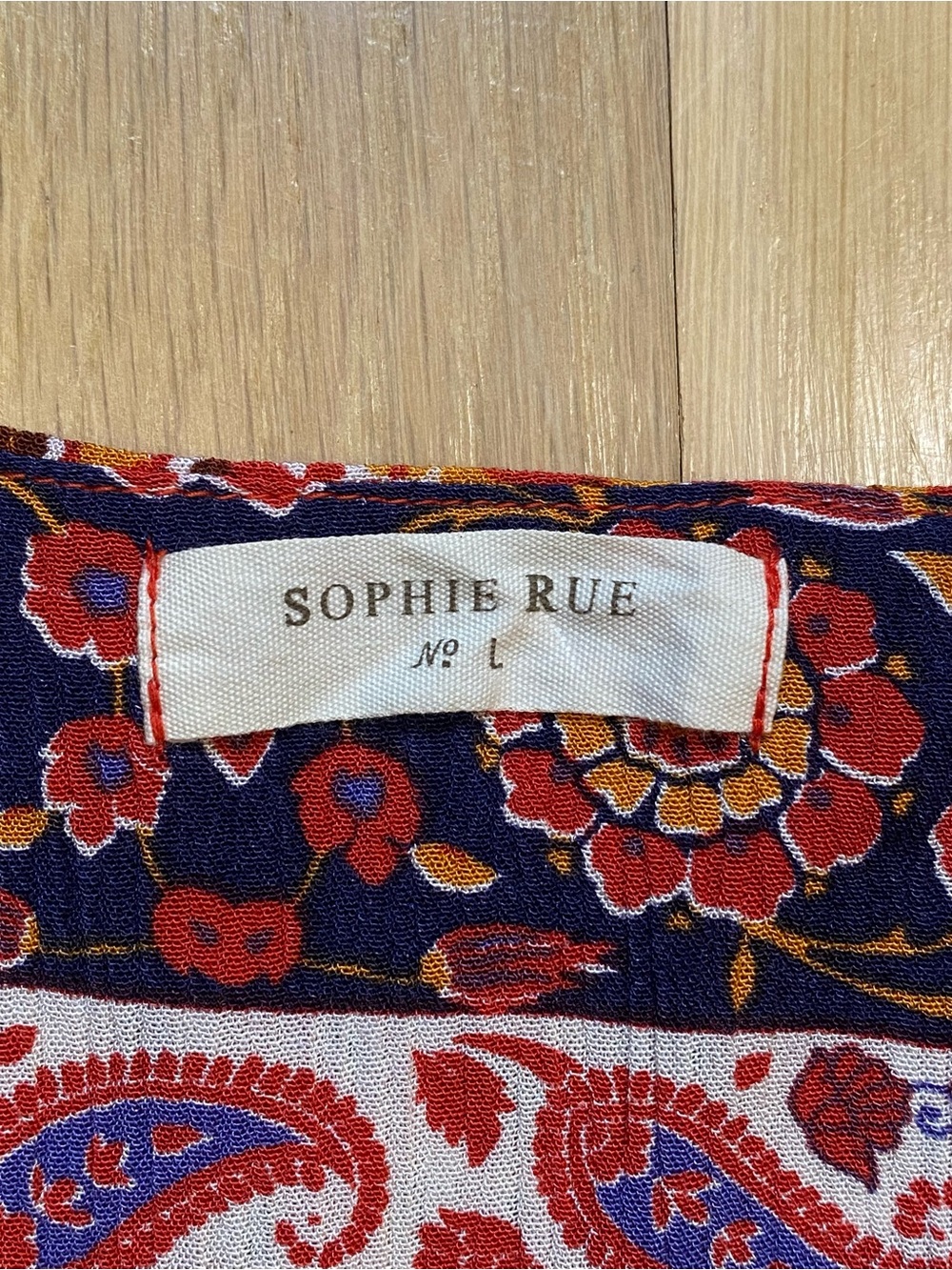 Sophie Rue High Neck Paisley Patchwork High Low Boho Tank Top Red Gold Large - Picture 3 of 7